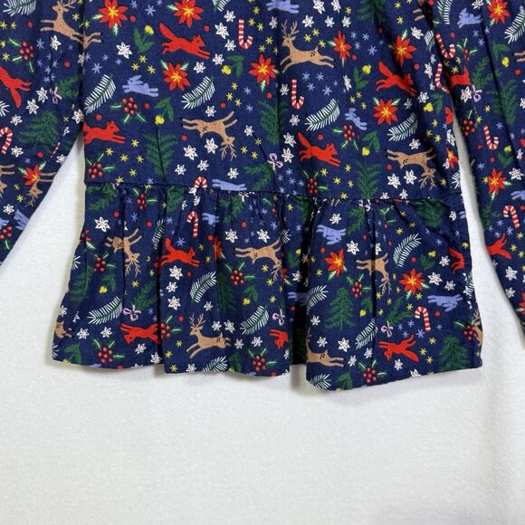 Hanna Andersson Winter Wonderland Navy Flannelette Peplum Top Size 120 US 6-7 - Picture 6 of 11